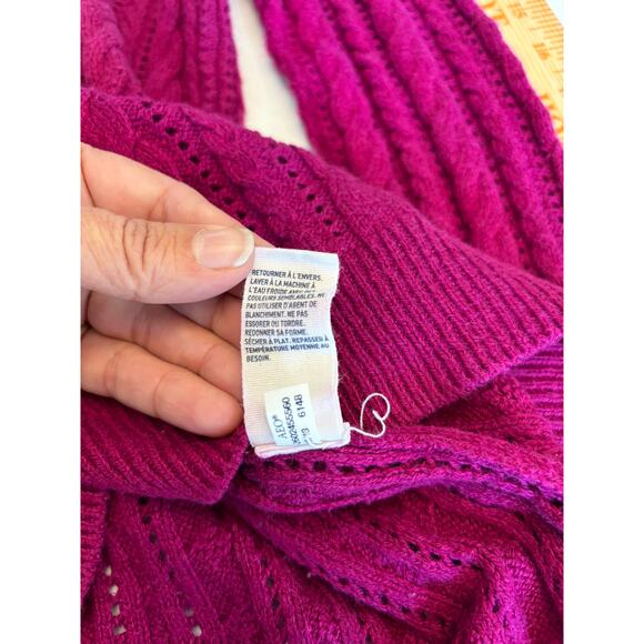 American Eagle Outfitters Sweater Cable Open Knit Magenta Size Small - Picture 8 of 8
